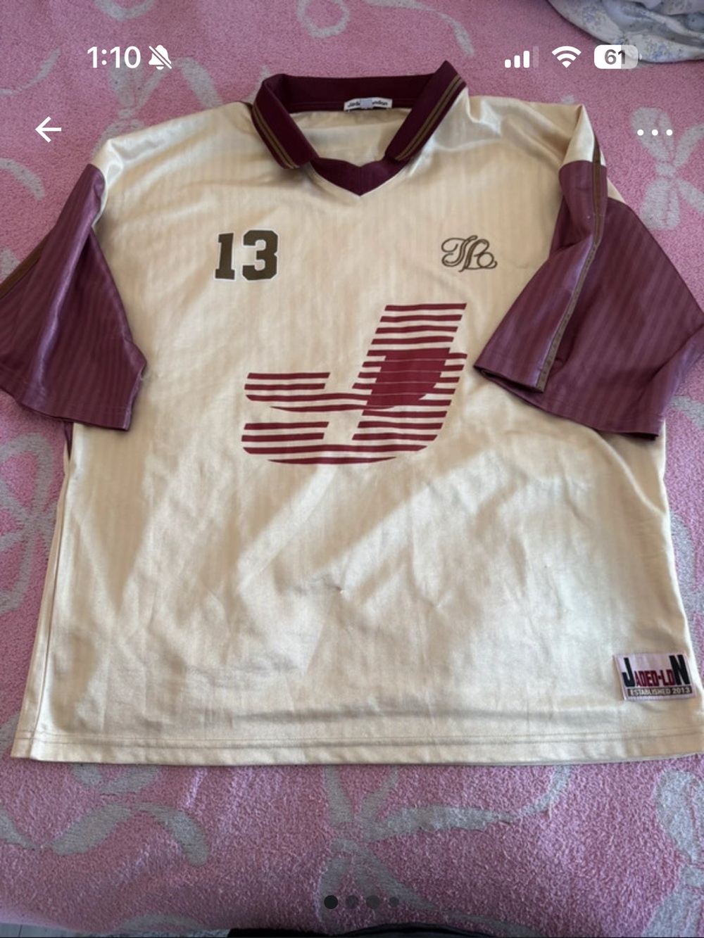 Jaded London short sleeve Jersey in Cream and Burgundy